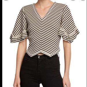 See by Chloe Neutral Striped Crop Top
